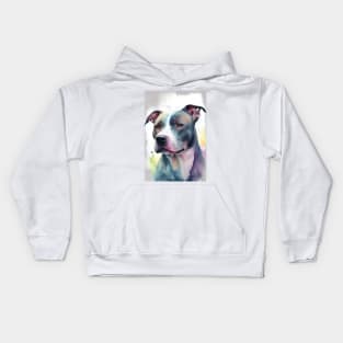 Watercolor Grey and White Pitbull Kids Hoodie